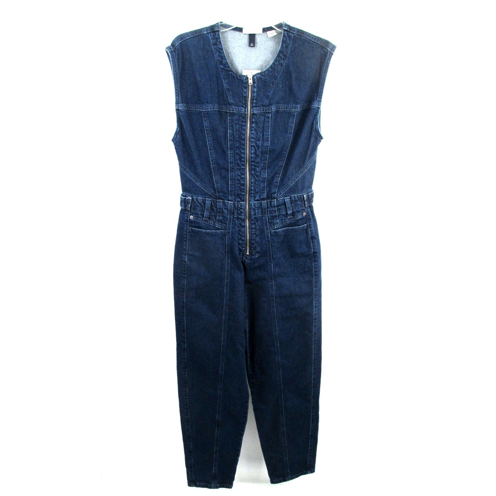 NWT UNIVERSAL THREAD Jumpsuit Women Size 4 Blue Denim Stretch Tapered Legs Retro